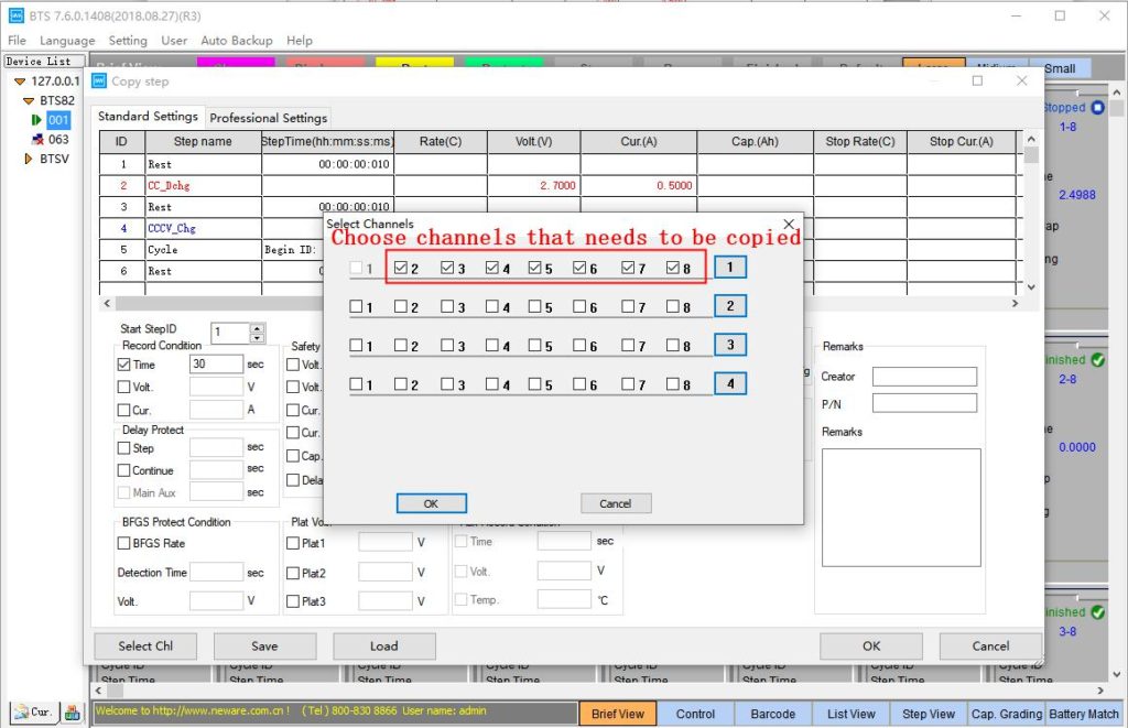 Channels Copy in BTS7.6.x of BTS4000