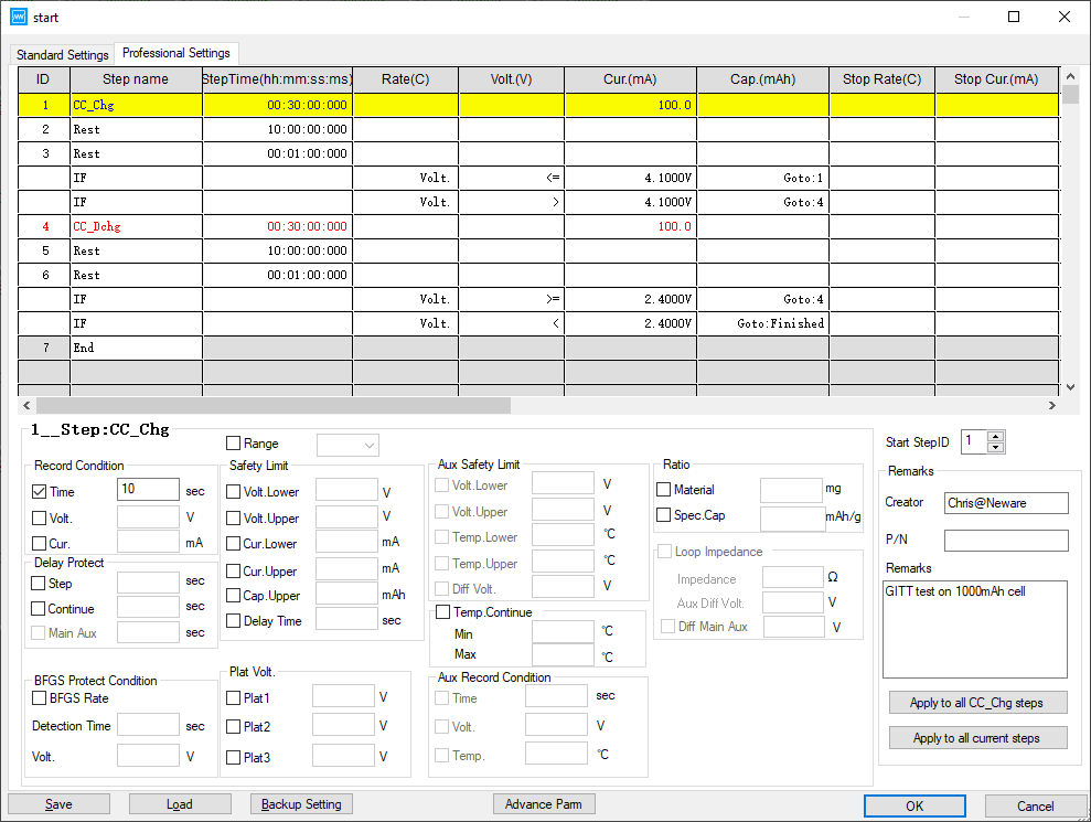 How to perform GITT test with Neware BTS software