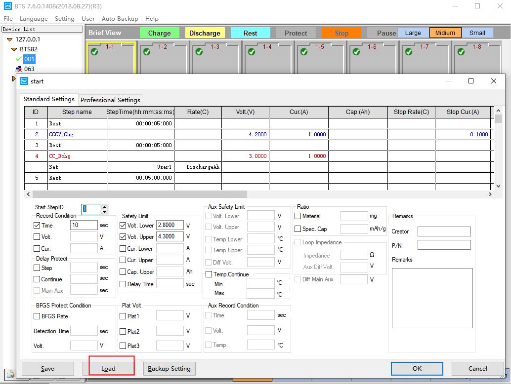 Pluse and DCIR test on Neware BTS4000