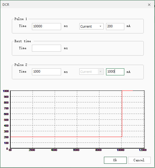 DCIR setting in BTS9 software.