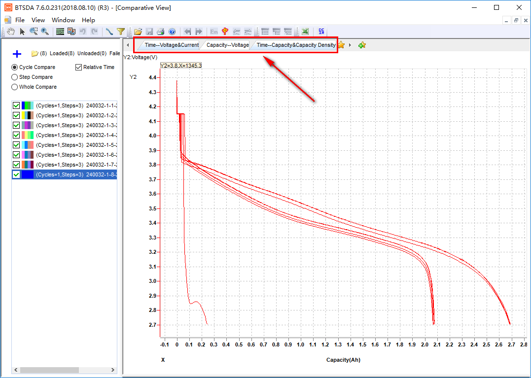 compare battery test result plots