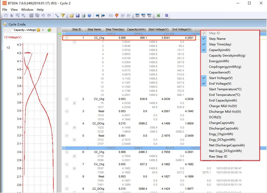  fields slection in step layer data. 